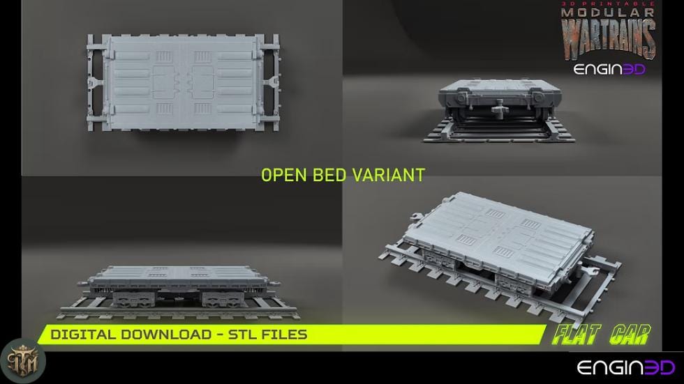 Modular War Train Flat Car 32mm - Terrain, Sci-Fi Wargaming Kit, Vehicle, Grimdark, DND
