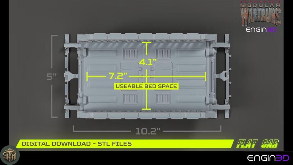 Modular War Train Flat Car 32mm - Terrain, Sci-Fi Wargaming Kit, Vehicle, Grimdark, DND