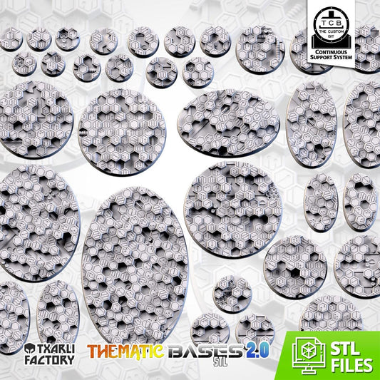 Cyberhex Bases | Txarli Factory | Round/Oval | Miniature | Resin Print | Mini