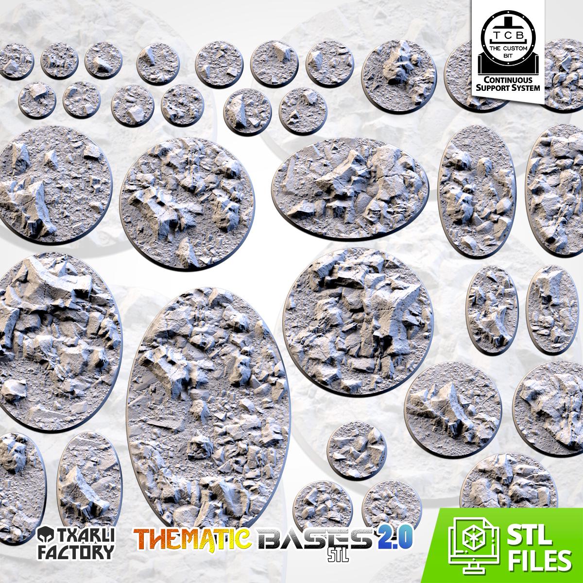 Stony Desert Bases | Txarli Factory | Round/Oval | Miniature | Resin Print | Mini