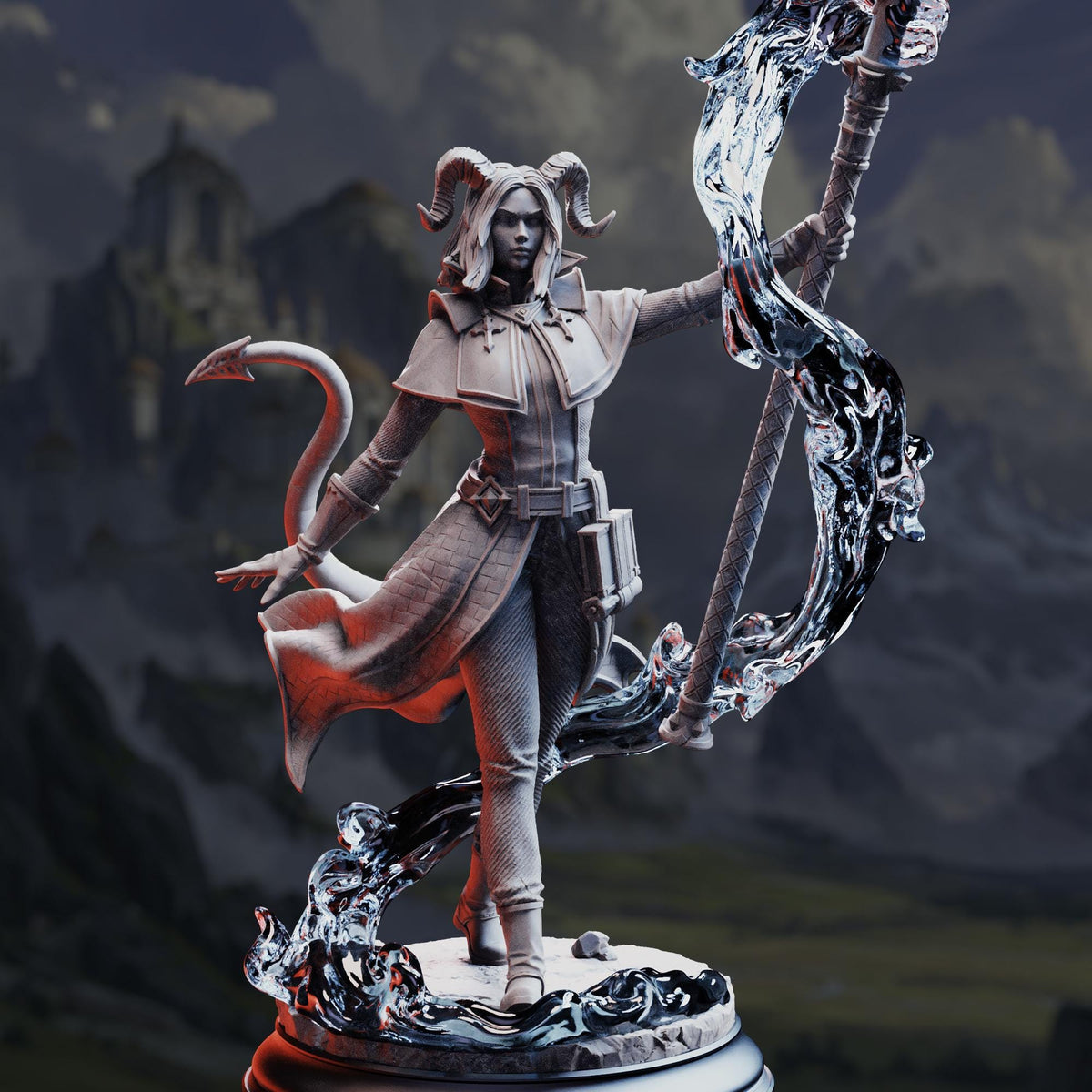 Tiefling Priestess - Aria the Faithful 32mm Resin Miniature D&D 3D Print DND Angel Demon