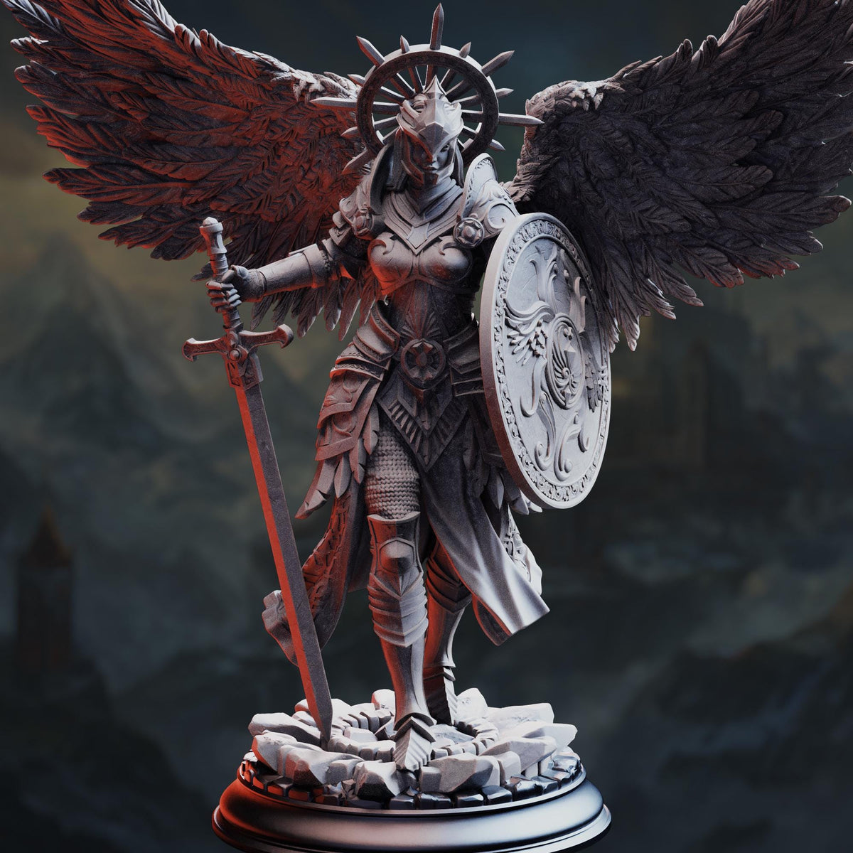 Angel of Judgement - Soleria (With Wings) 32mm Resin Miniature D&D 3D Print DND Angel Demon