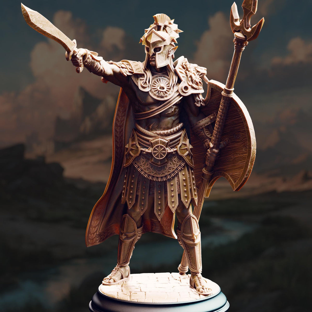 Sun Elf Gladiator - Vilryn Kaedrys 32mm Resin Miniature D&D 3D Print DND Desert