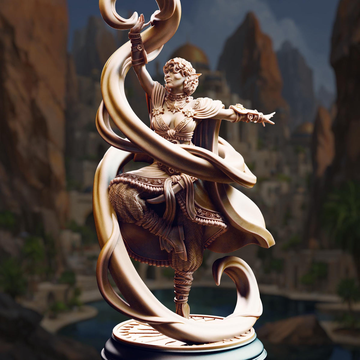 Sun Elf Sorceress - Juri the Lightdancer 32mm Resin Miniature D&D 3D Print DND Desert