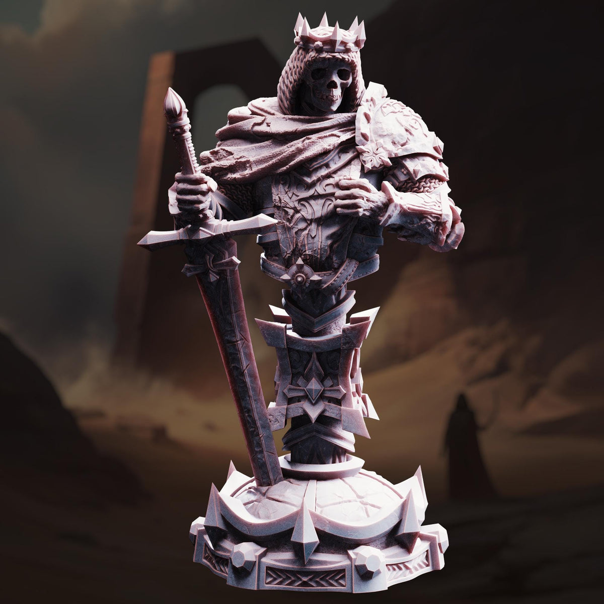 BUST Skeleton King - Ridan the Everlasting 32mm Resin Miniature D&D 3D Print DND Knight