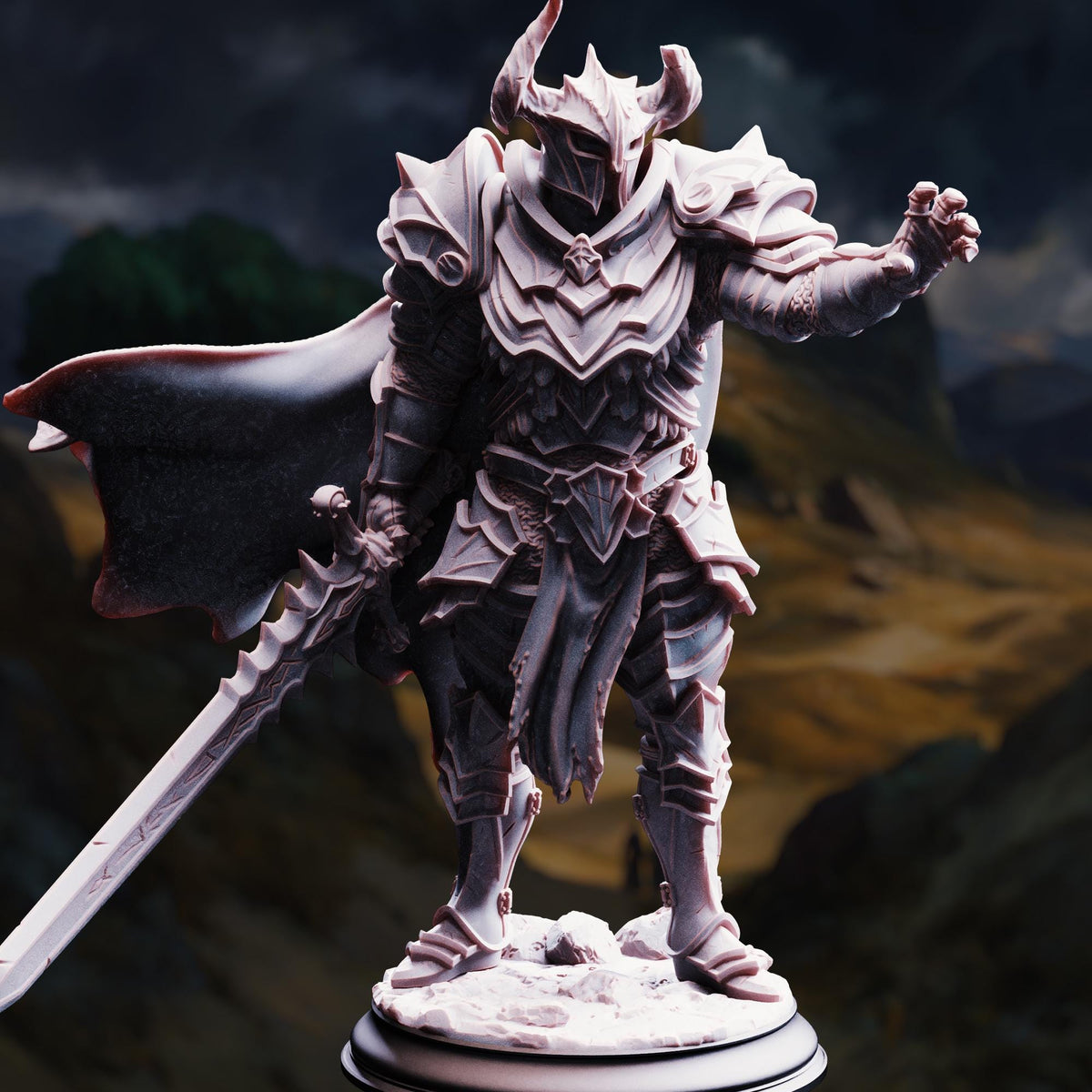 Forsaken Death Knight - Vilnais the Ashen 32mm Resin Miniature D&D 3D Print DND Knight