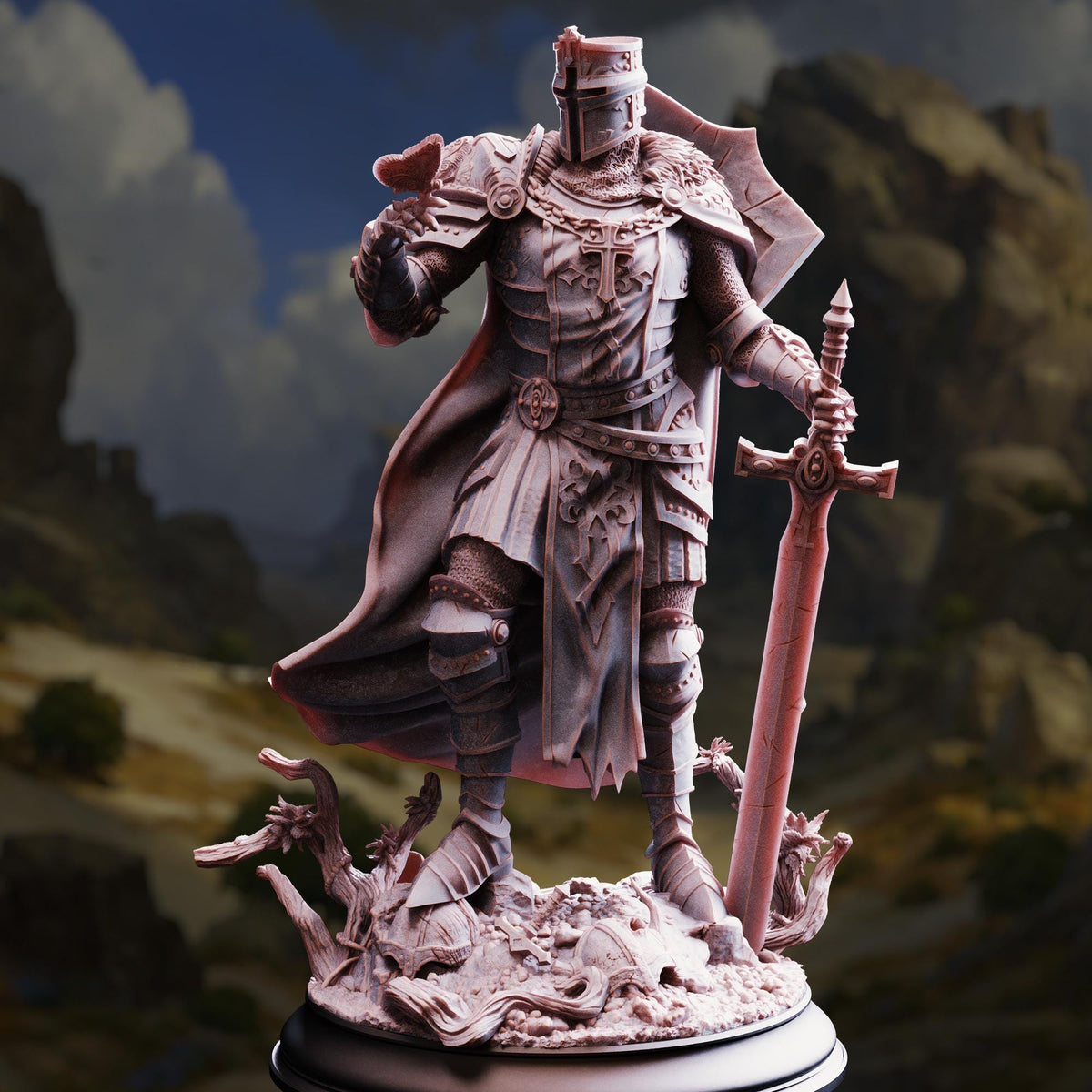 Crusader Knight - Ser Ludwig 32mm Resin Miniature D&D 3D Print DND Knight