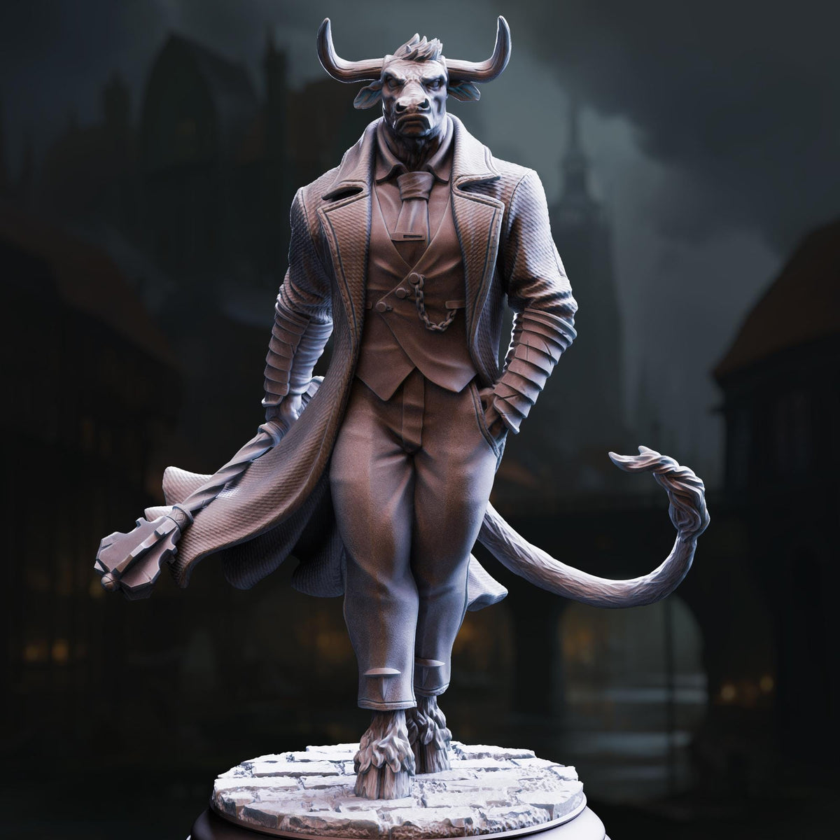 Minotaur Gang Boss - Marchese di Houf 32mm Resin Miniature D&D 3D Print DND Victorian