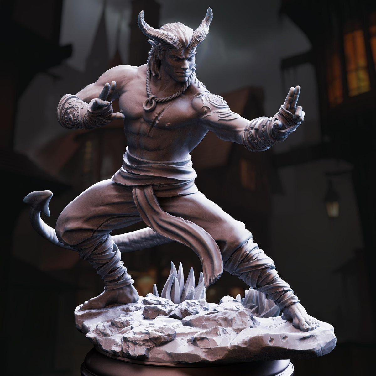 Tiefling Monk - Verek "Heartless" of The Spit 32mm Resin Miniature D&D 3D Print DND Victorian