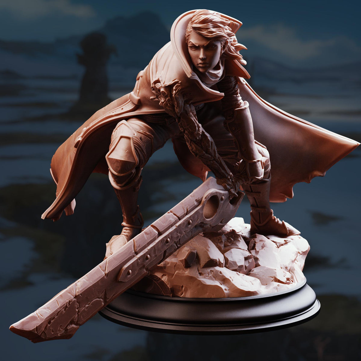Fire Genasi Fighter - Firenzia 32mm Resin Miniature D&D 3D Print DND