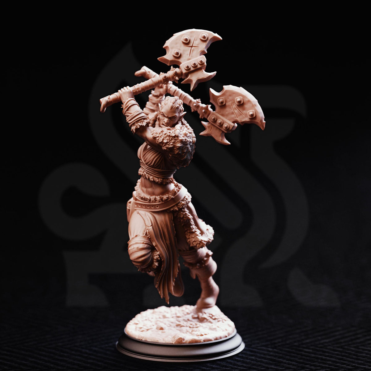 Half-Orc Barbarian - Tekrana of the Bloodfangs 32mm Resin Miniature D&D 3D Print DND
