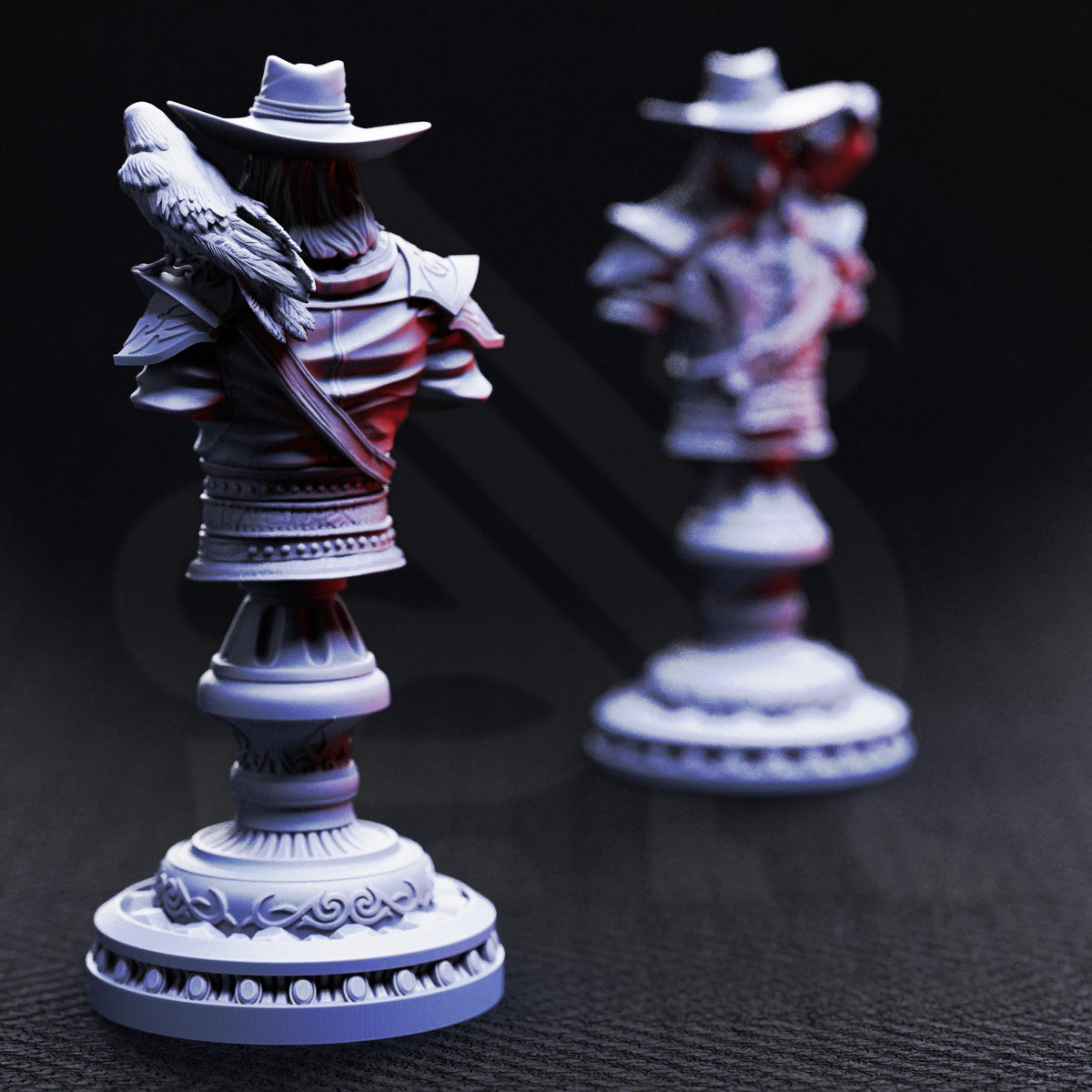 BUST Vampire Hunter Gunslinger - Arkham Ravenswood 32mm Resin Miniature D&D 3D Print DND Vampire
