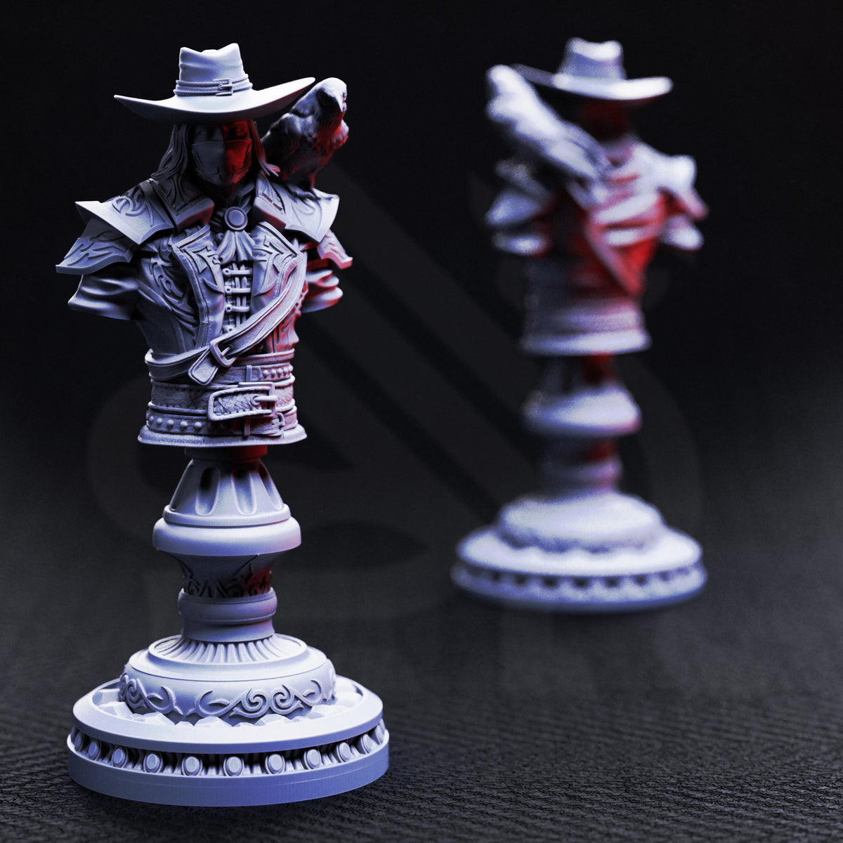 BUST Vampire Hunter Gunslinger - Arkham Ravenswood 32mm Resin Miniature D&D 3D Print DND Vampire