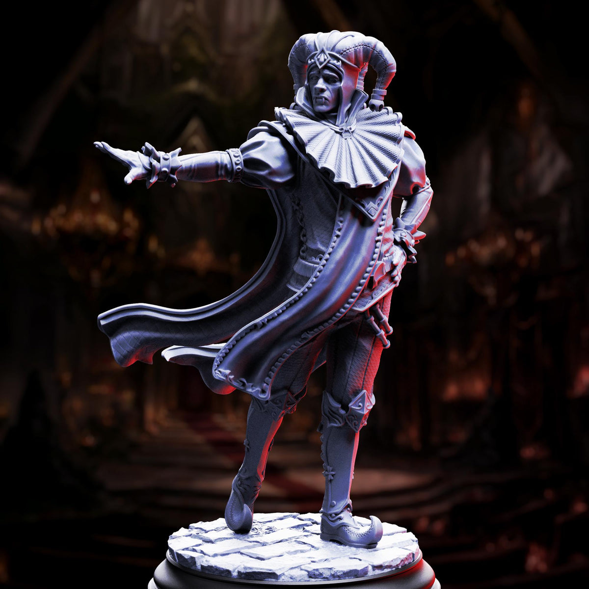 Sombre Vampire Jester - Melancholy 32mm Resin Miniature D&D 3D Print DND Vampire