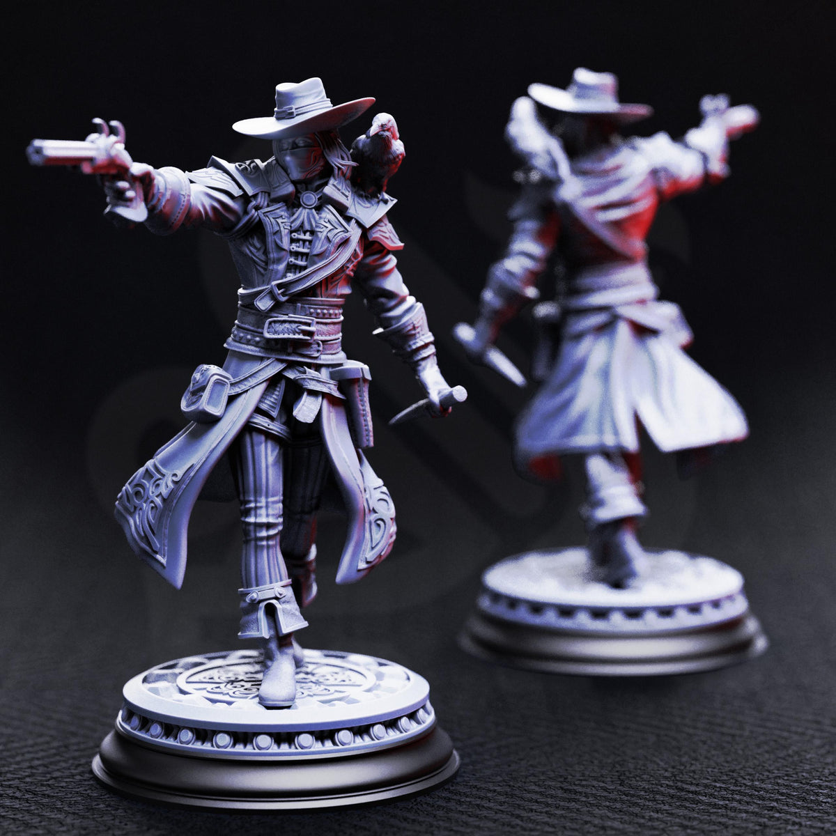 Vampire Hunter Gunslinger - Arkham Ravenswood 32mm Resin Miniature D&D 3D Print DND Vampire