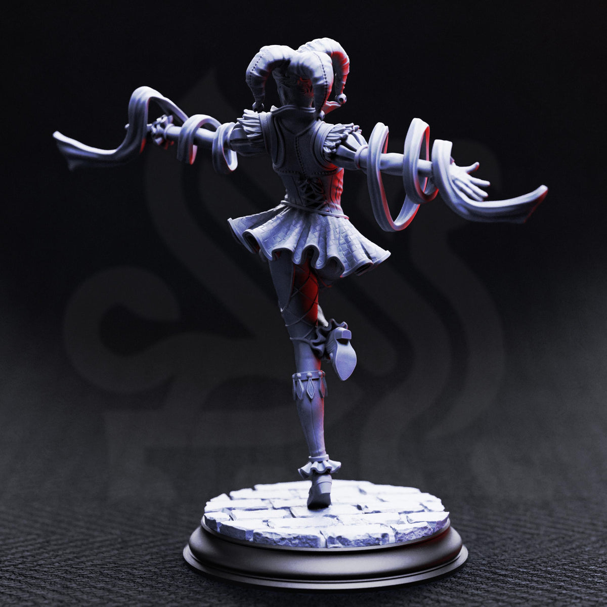 Gleeful Vampire Jester - Sanguine 32mm Resin Miniature D&D 3D Print DND Vampire