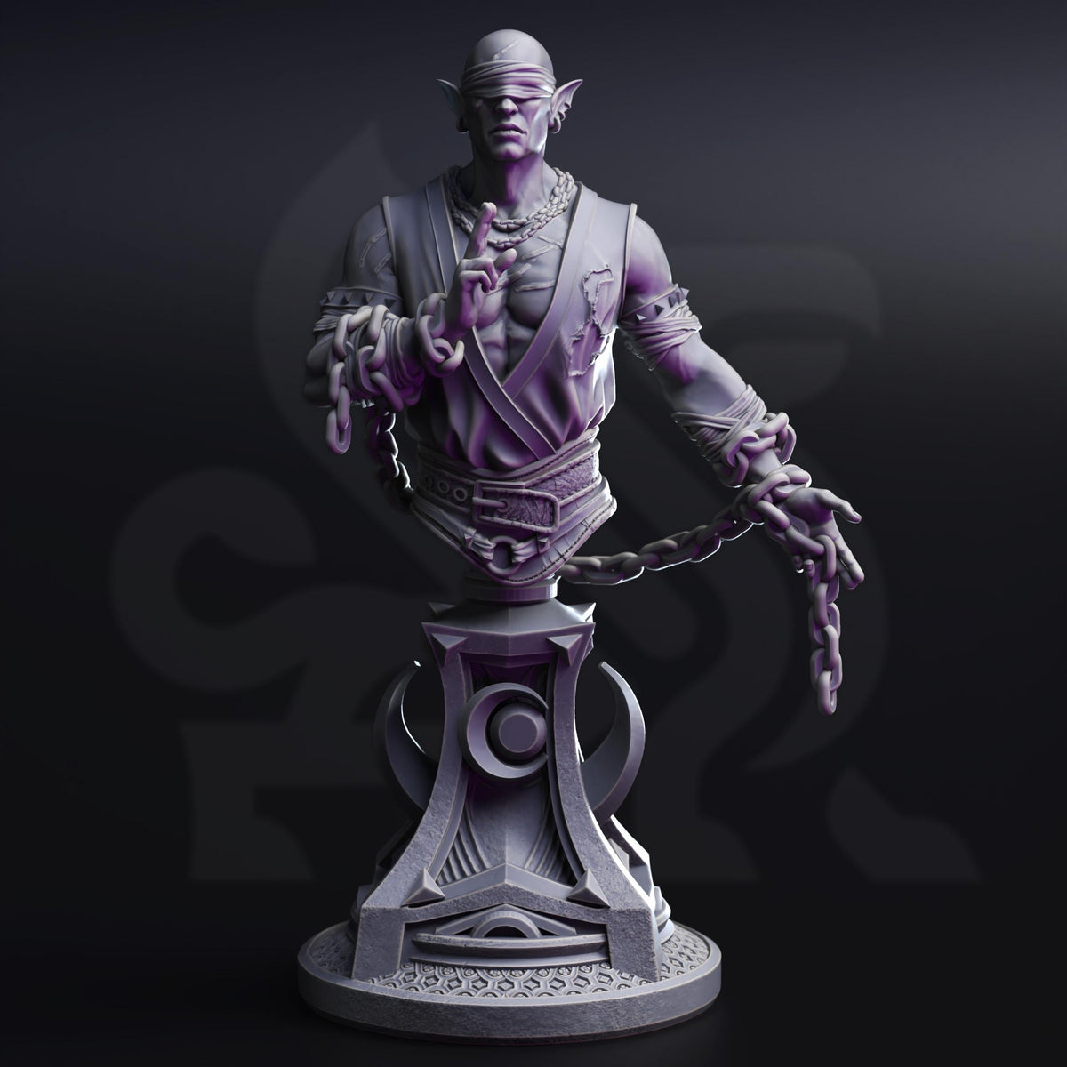 BUST Blind Drow Moon Monk - Uxas Vergos 32mm Resin Miniature D&D 3D Print DND Moon