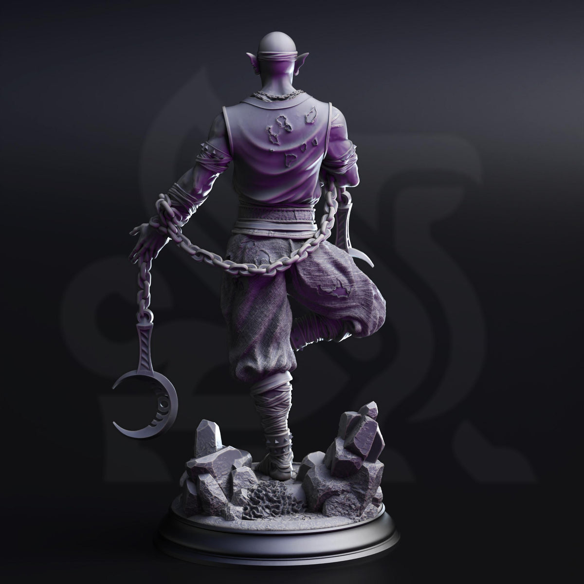 Drow Lunar Monk - Uxas the Reborn 32mm Resin Miniature D&D 3D Print DND Moon