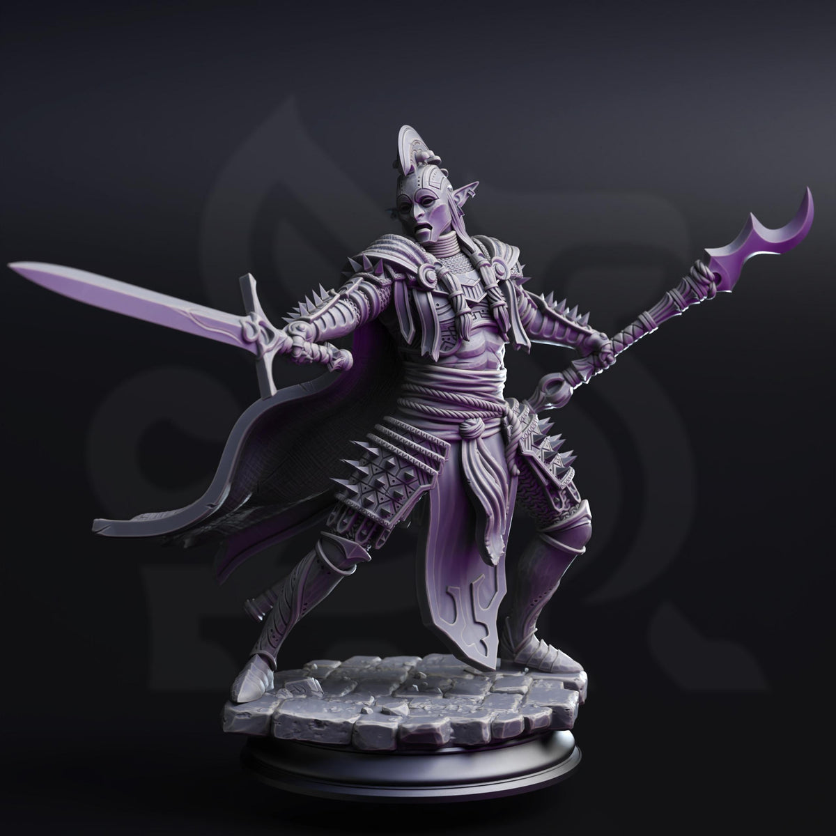 Elite Drow House Guard - The Ordained 32mm Resin Miniature D&D 3D Print DND Moon
