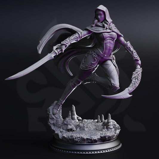 Assassin of the Waxing Moon - Xira Elineri 32mm Resin Miniature D&D 3D Print DND Moon