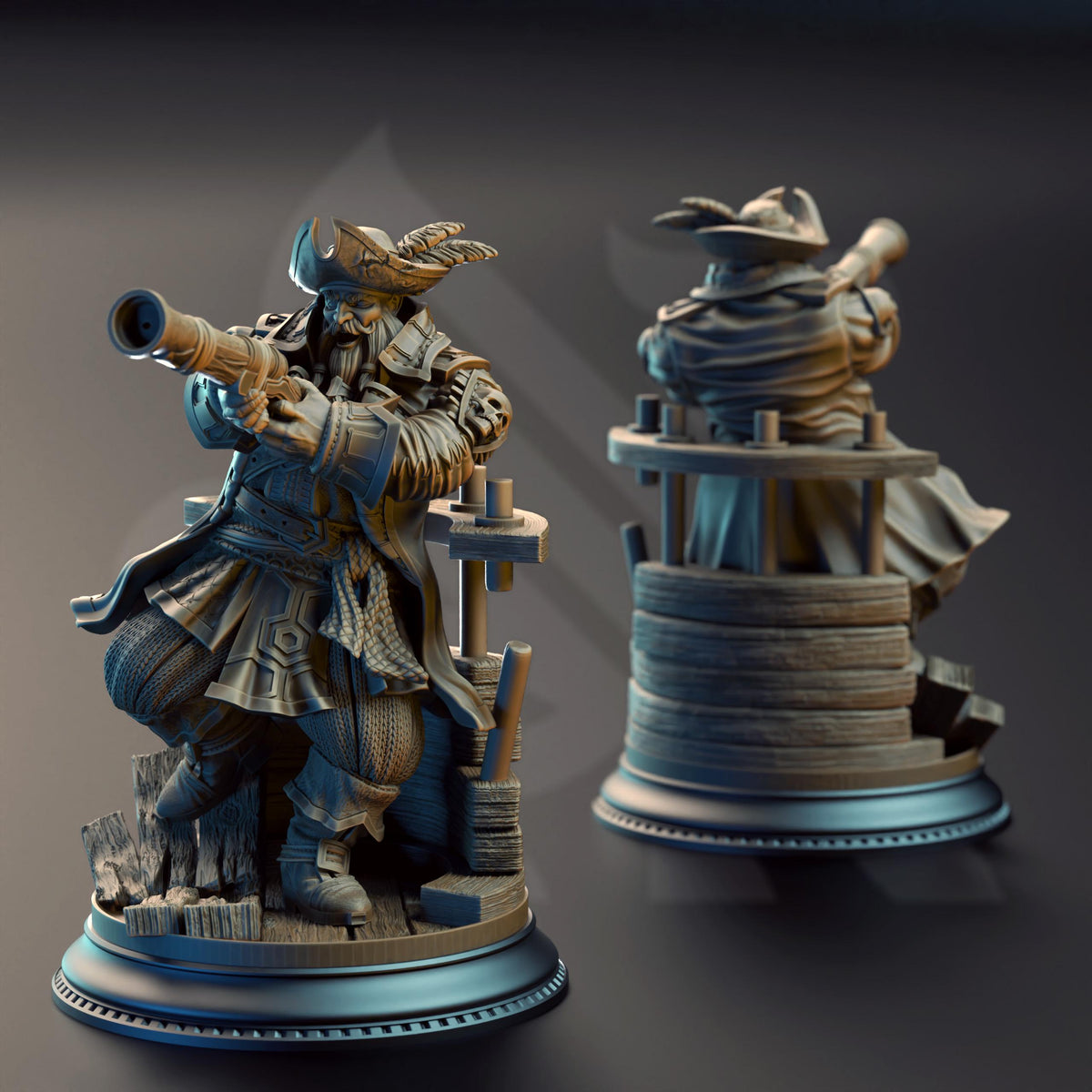 Dwarf Pirate Captain - Baradin Blackbeard 32mm Resin Miniature D&D 3D Print DND Pirate