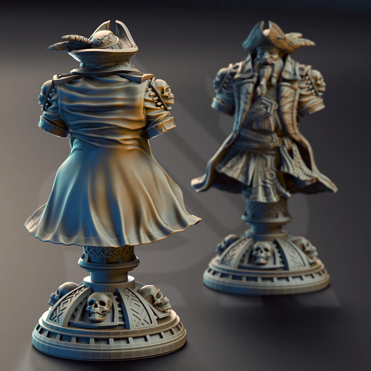 BUST Dwarf Pirate Captain - Baradin Blackbeard 32mm Resin Miniature D&D 3D Print DND Pirate
