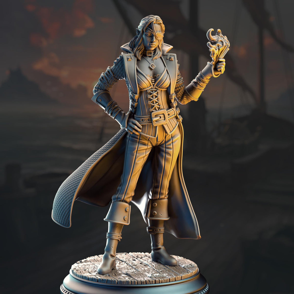 Elf Pirate Gambler Rogue - Charlotte-Anne 32mm Resin Miniature D&D 3D Print DND Pirate