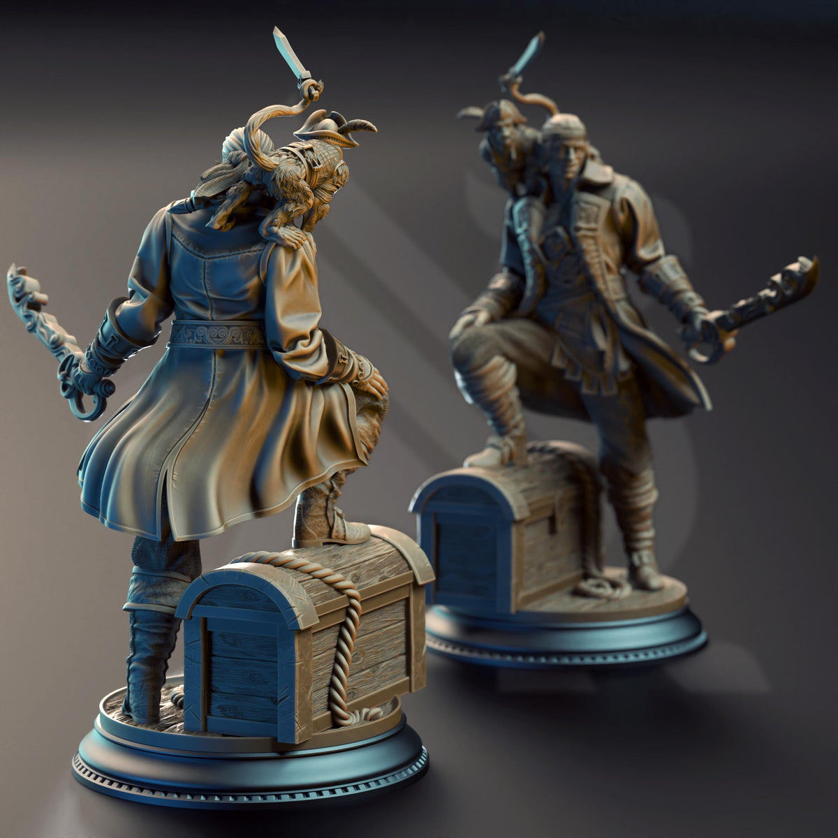 Water Genasi Pirate Scoundrel - Ervin "Wave Dancer" Barton 32mm Resin Miniature D&D 3D Print DND