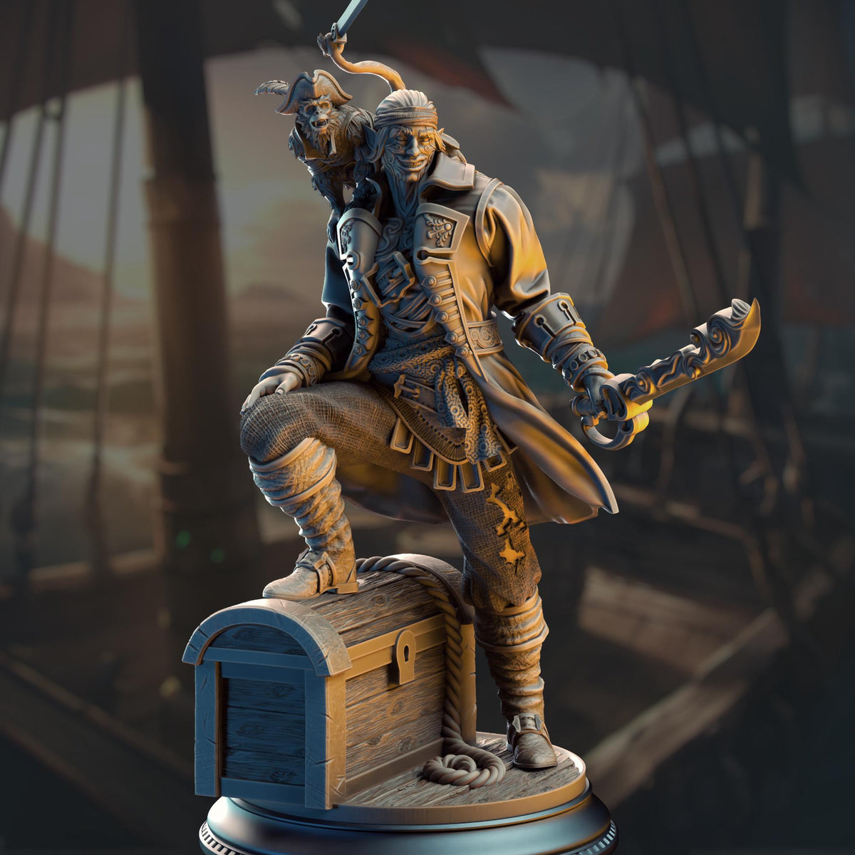 Water Genasi Pirate Scoundrel - Ervin "Wave Dancer" Barton 32mm Resin Miniature D&D 3D Print DND