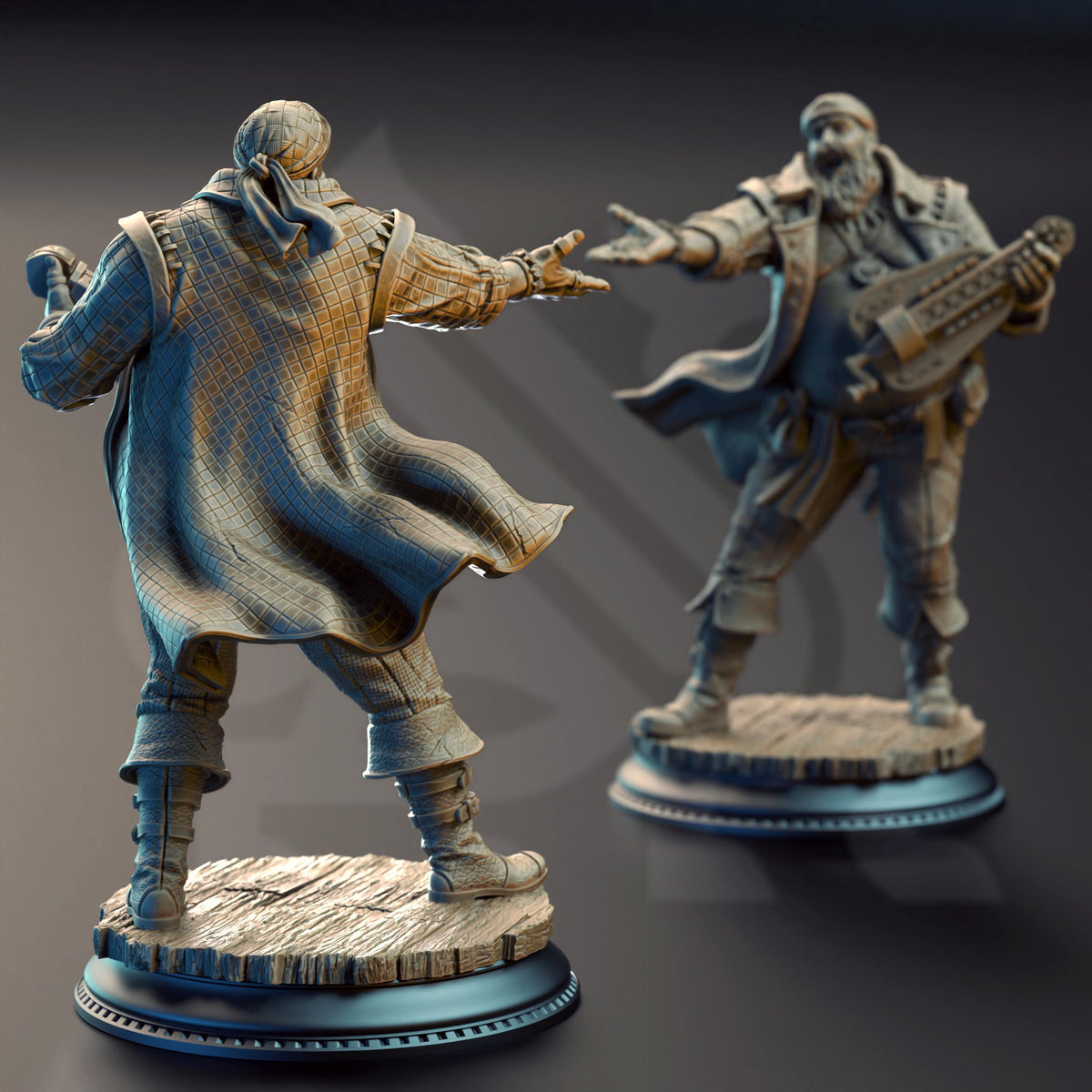 Hurdy Gurdy Pirate Bard - Bossman Bill 32mm Resin Miniature D&D 3D Print DND