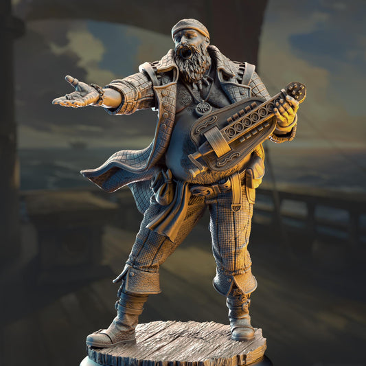 Hurdy Gurdy Pirate Bard - Bossman Bill 32mm Resin Miniature D&D 3D Print DND