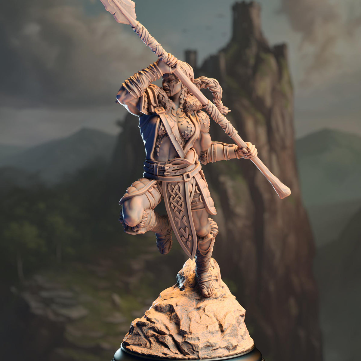 Dragonsoul Barbarian - Illyria Spineshatter 32mm Resin Miniature D&D 3D Print DND Dragonfolk