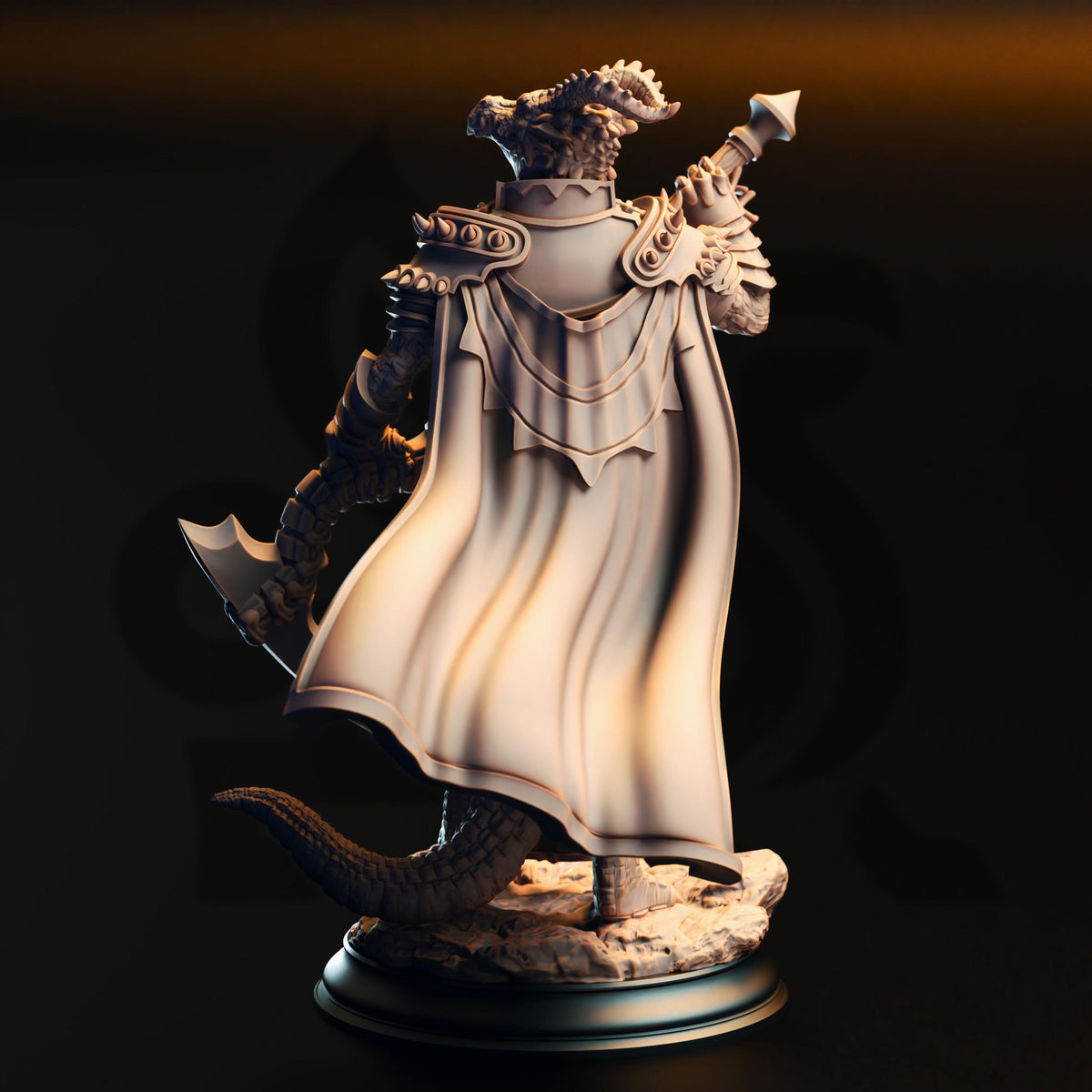 Silver Dragonborn Warlock - Ilvias the Reaper 32mm Resin Miniature D&D 3D Print DND Dragonfolk