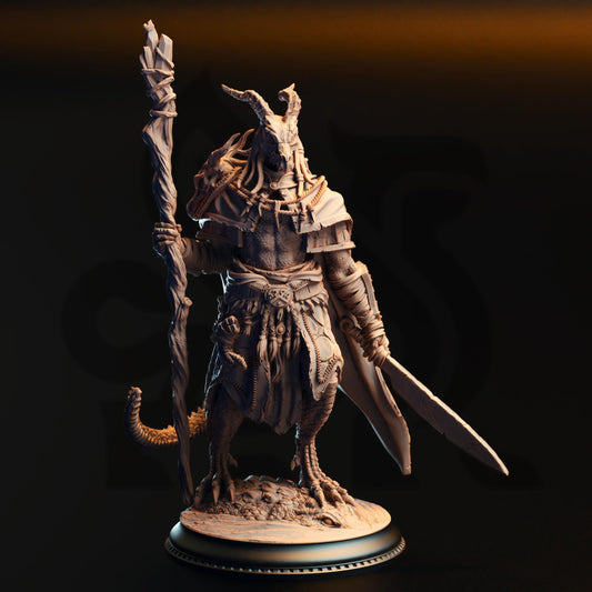 Black Dragonborn Druid Horzin Ashen-Palm 32mm Resin Miniature D&D 3D Print DND Dragonfolk
