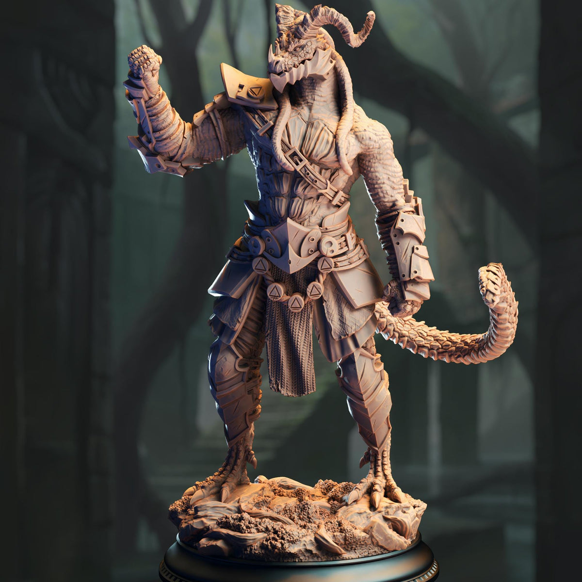 Black Dragonborn Fighter - Vaakrin Steeljaw 32mm Resin Miniature D&D 3D Print DND Dragonfolk