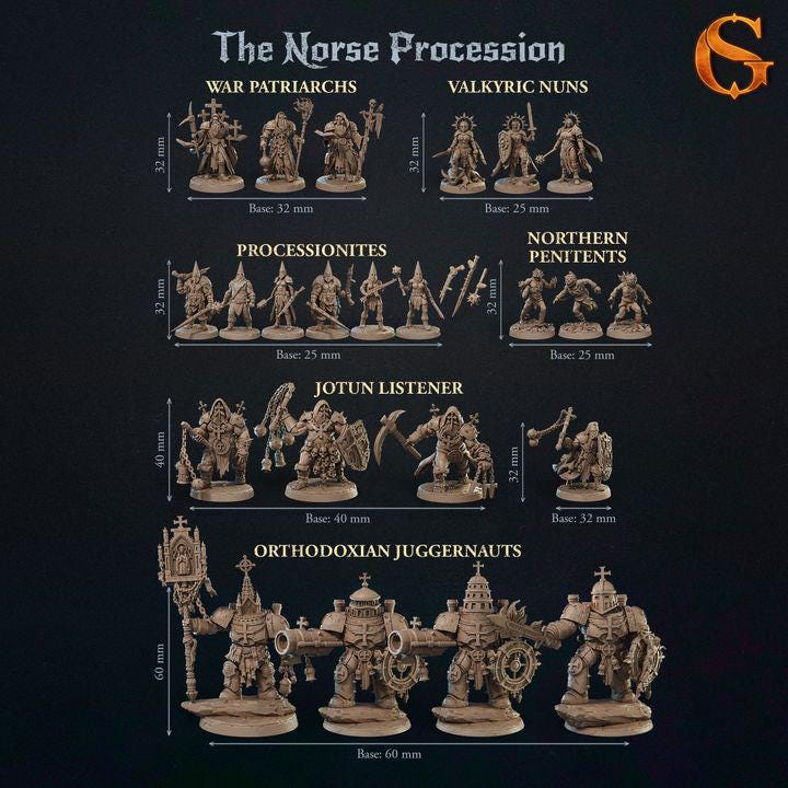 The Norse Procession – Grimdark Corps Crusade Skirmish Tabletop Miniature Games