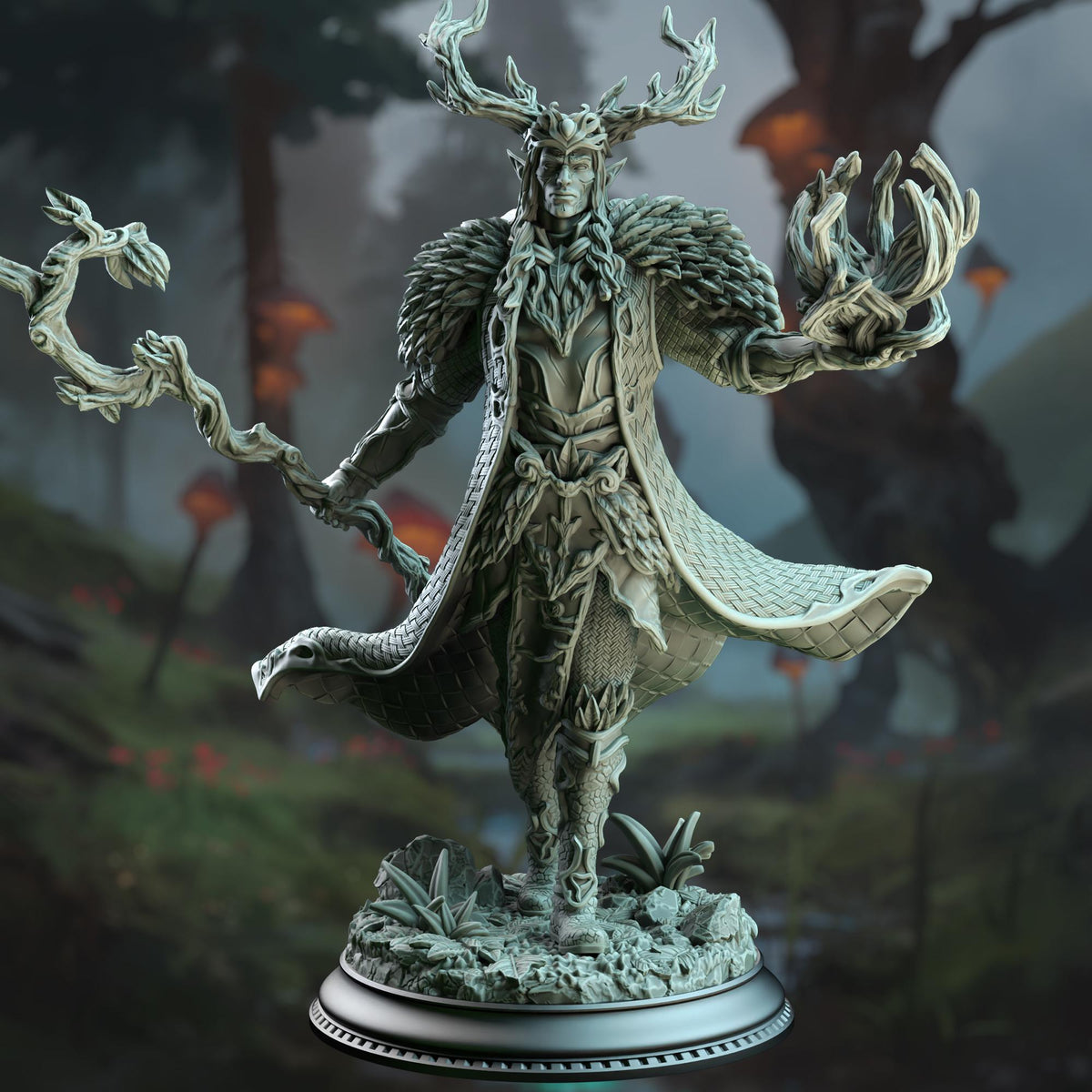 Fey Touched Elf Lord - Pontifax the Emerald Eyed 32mm Resin Miniature D&D 3D Print DND Forest