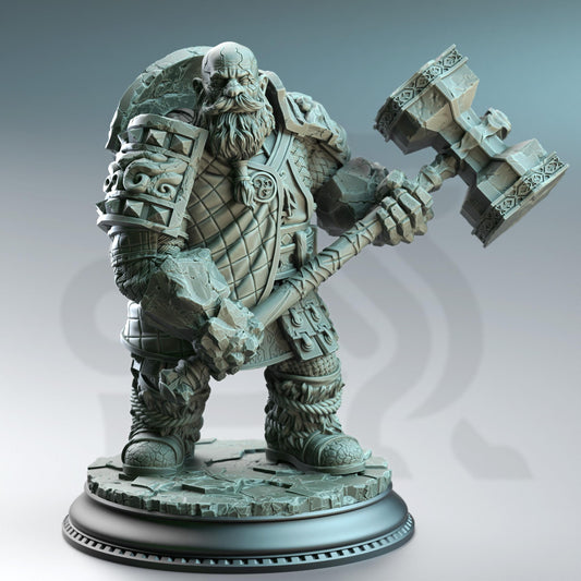Earth Genasi Dwarf Cleric - Kilroy of Voksnja 32mm Resin Miniature D&D 3D Print DND Forest