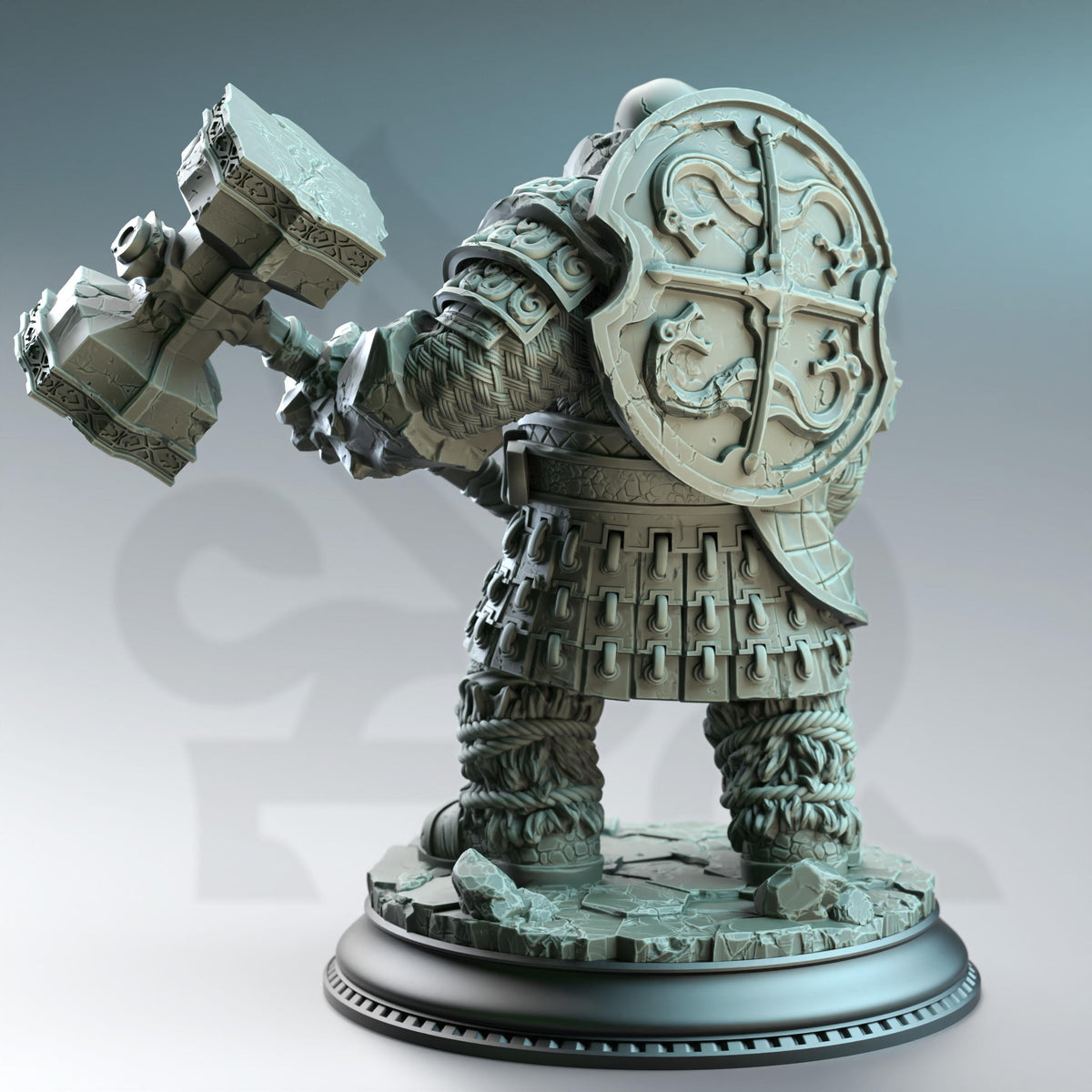 Earth Genasi Dwarf Cleric - Kilroy of Voksnja 32mm Resin Miniature D&D 3D Print DND Forest