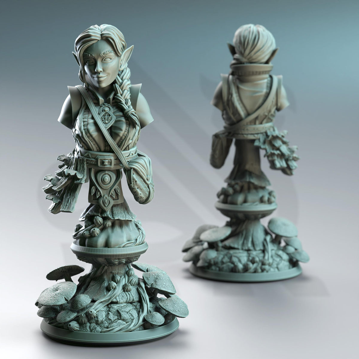 BUST Halfling Druid of Spores - Cordelia 32mm Resin Miniature D&D 3D Print DND Forest