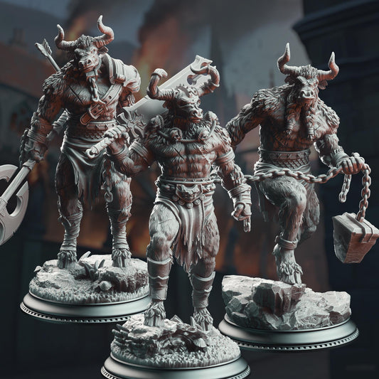Minotaur Warriors of the Labrinth's Depths 32mm Resin Miniature D&D 3D Print DND Grimdark