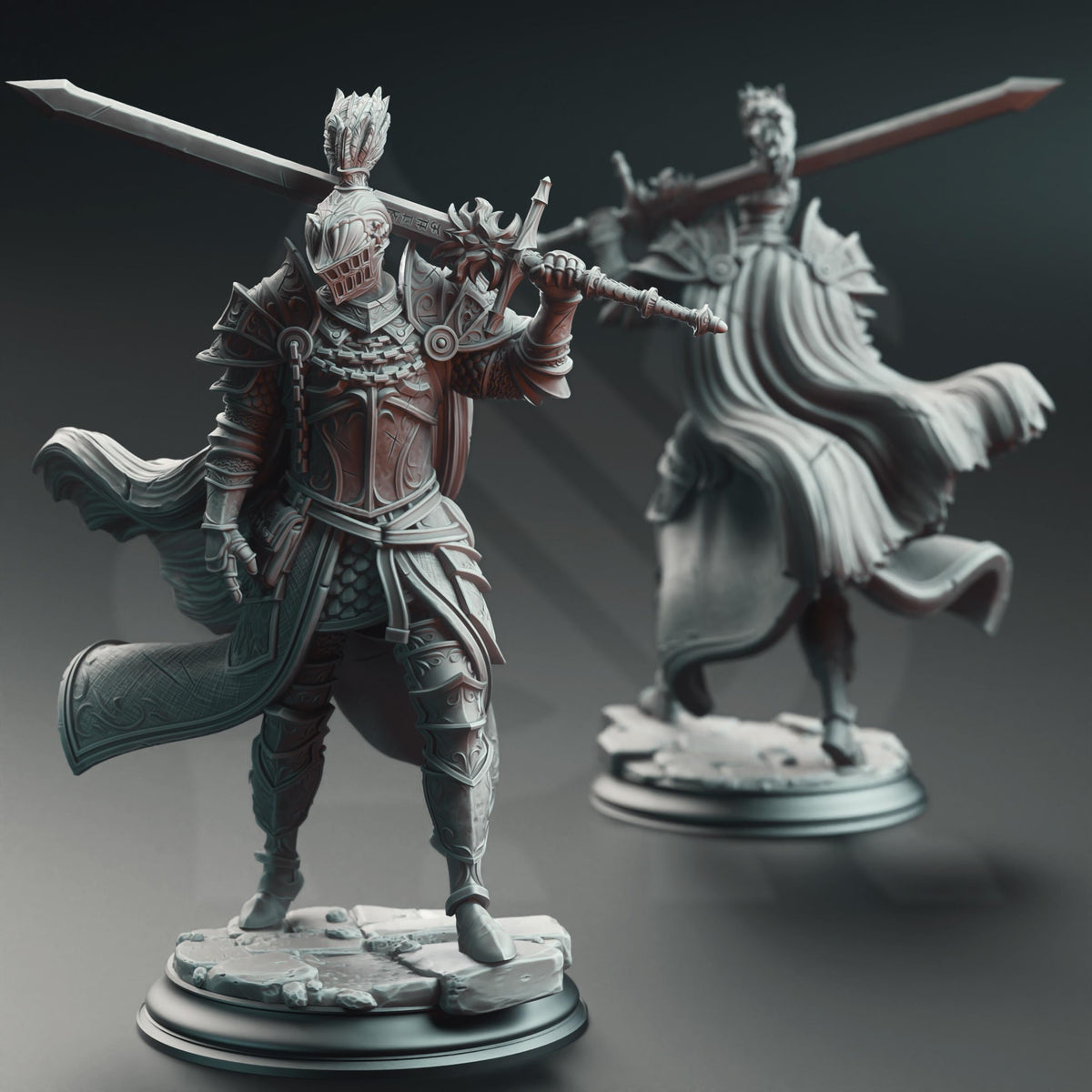 Knight of the Dusk - Lothar the Black 32mm Resin Miniature D&D 3D Print DND Grimdark