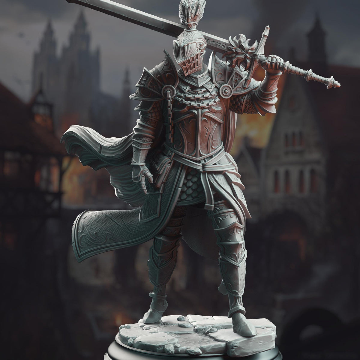 Knight of the Dusk - Lothar the Black 32mm Resin Miniature D&D 3D Print DND Grimdark