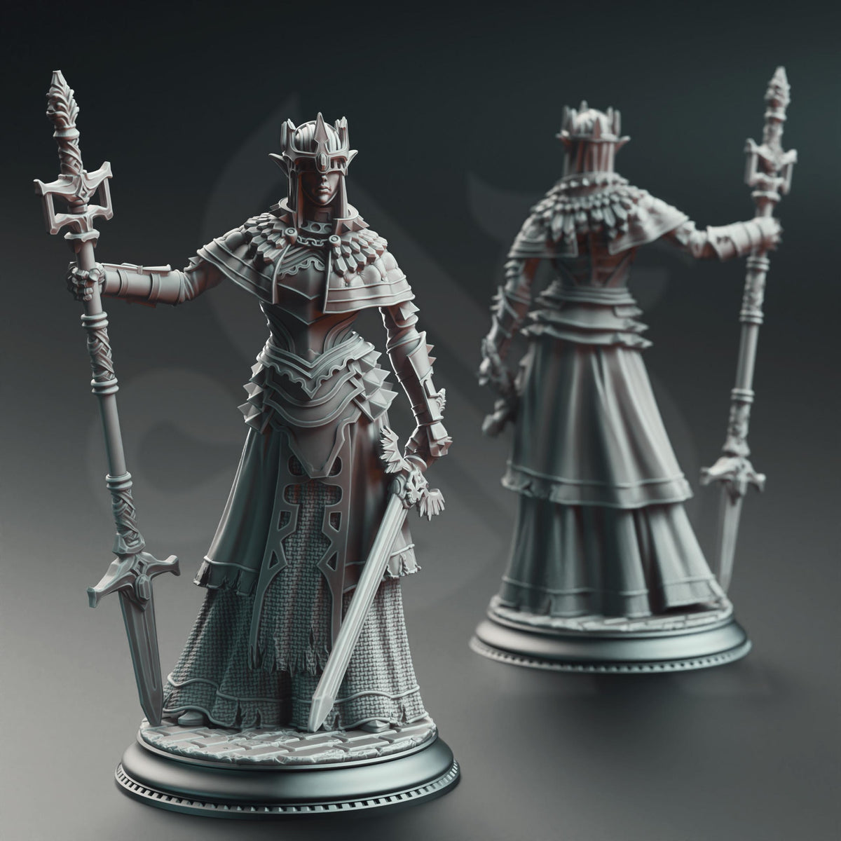 Half-Elf War Maiden Cleric - Evana the Proselytizer 32mm Resin Miniature D&D 3D Print DND Grimdark