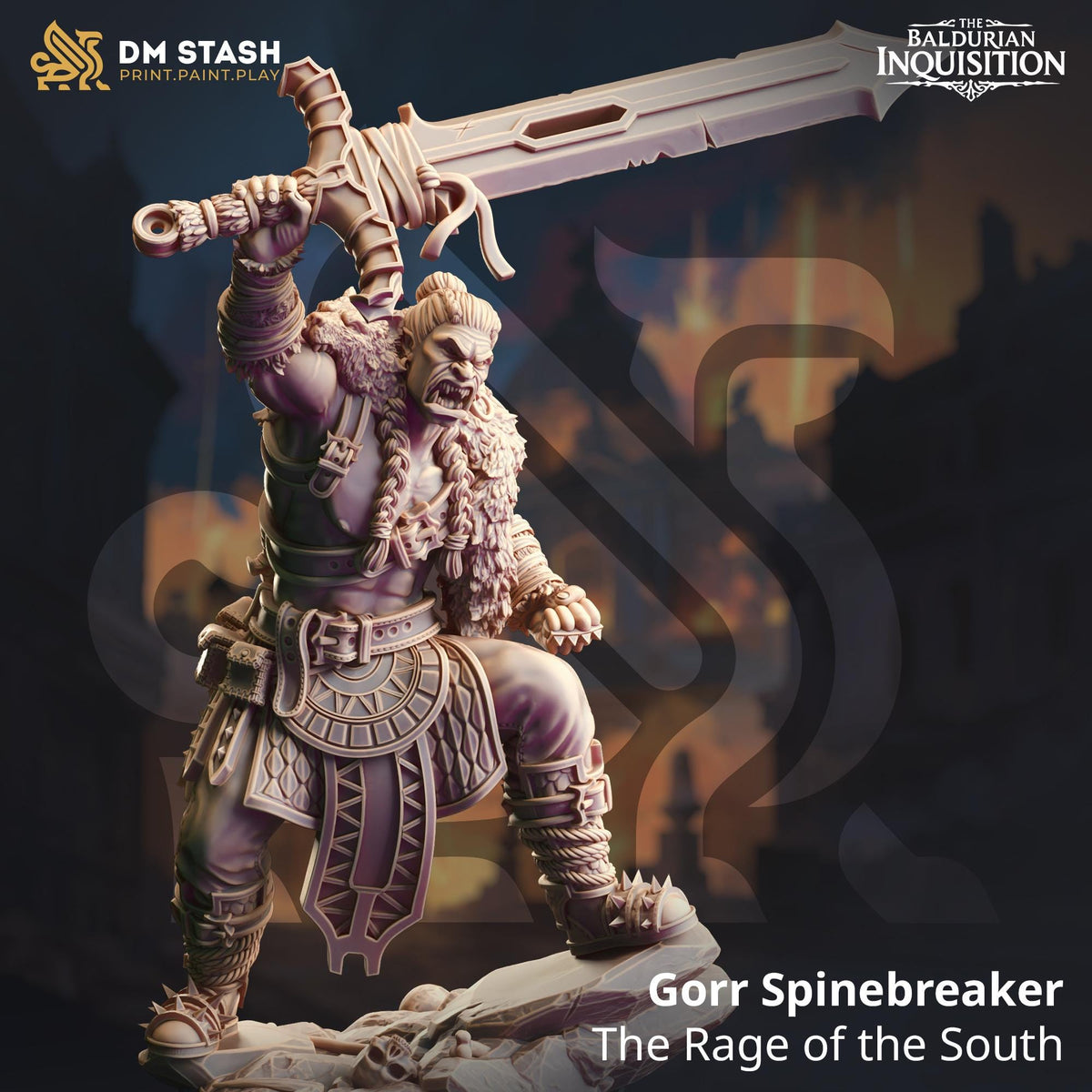 Half-Orc Berserker - Gorr 32mm Resin Miniature D&D 3D Print DND Spanish
