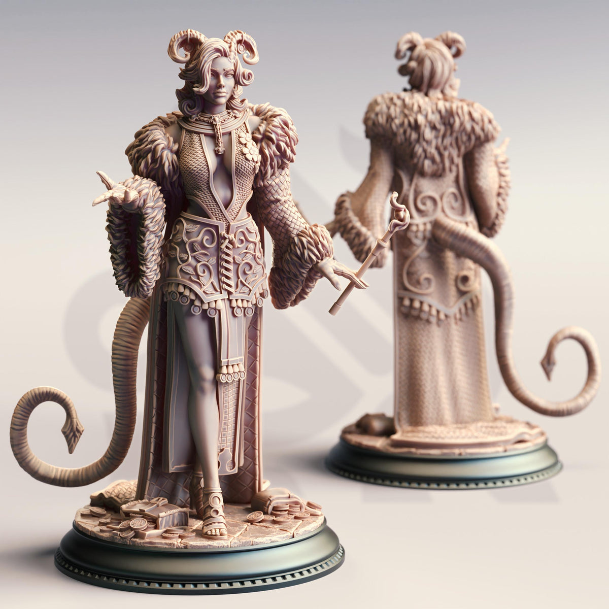 Tiefling Alluring Sorceress - Madame Octavia 32mm Resin Miniature D&D 3D Print DND Spanish