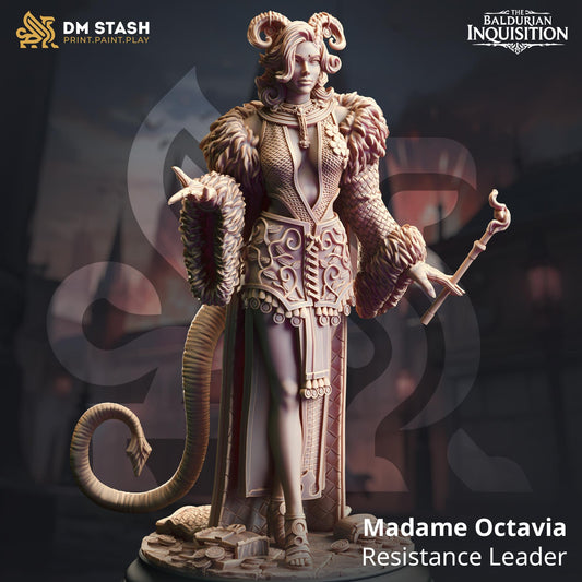 Tiefling Alluring Sorceress - Madame Octavia 32mm Resin Miniature D&D 3D Print DND Spanish