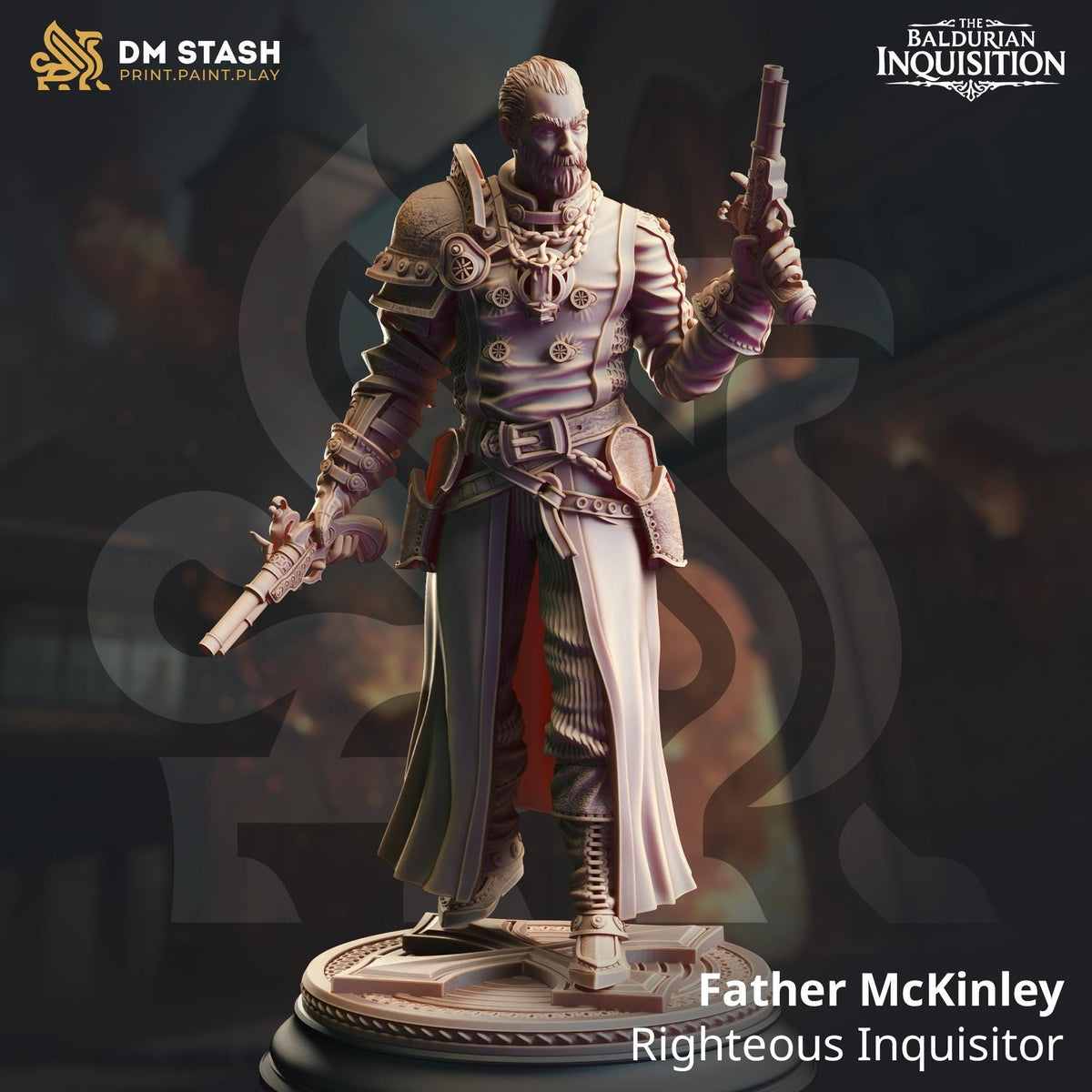 Righteous Priest Gunslinger - Father McKinley 32mm Resin Miniature D&D 3D Print DND Spanish