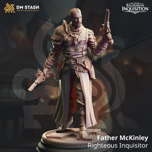 Righteous Priest Gunslinger - Father McKinley 32mm Resin Miniature D&D 3D Print DND Spanish