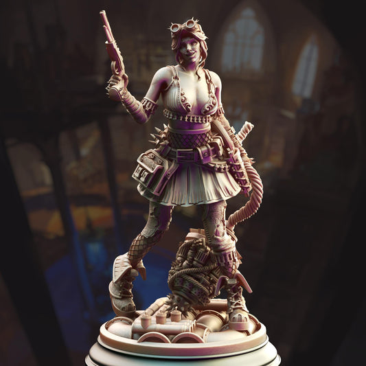 Manic Pixie Boom Girl - Eryial of Arvere 32mm Resin Miniature D&D 3D Print DND Steampunk